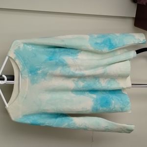 Cream and teal XL cashmere sweater